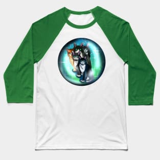 Black and white cats in a crystal ball Baseball T-Shirt